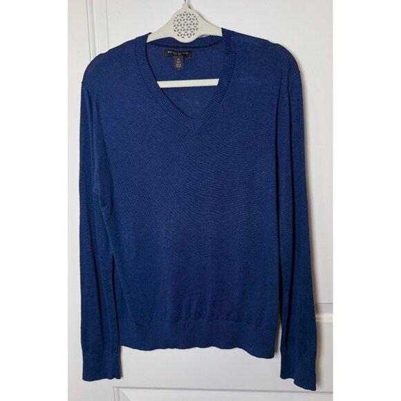 Banana Republic Sweaters - Banana Republic Silk Linen V-Neck Sweater Blue Lightweight Pullover Long Sleeve